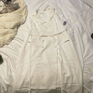 Brand new front buttoned blazer, dress, New York and Company white suit dress